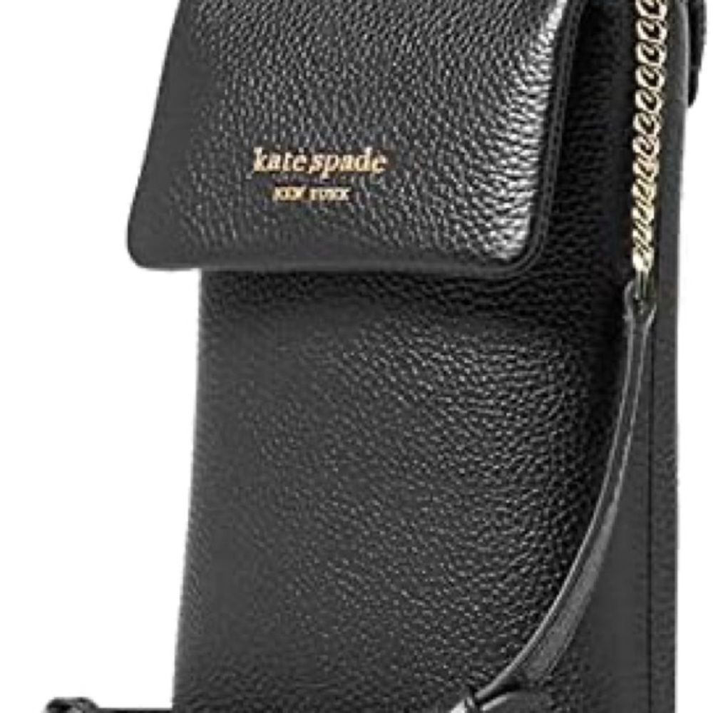 Kate Spade Black Leather Phone Case with Chain Strap